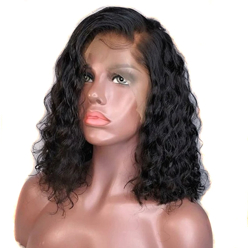 Deep Curly Bob Wig Brazilian 13x6 Lace Front Wig Remy 130 Density Lace 