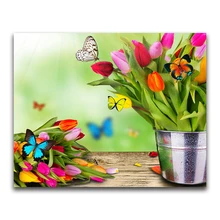 5d пользовательские алмазов картина бабочки Любовь тюльпан цветок вышивка крестиком Санта-Клауса дар home decor diy pintura стразами ponto cruz