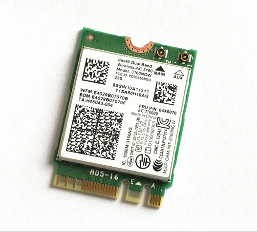 Для Intel Dual Band Wireless-AC 3160 802.11ac WiFi для Bluetooth 4 0 карта Lenovo Yoga 500 E50 B70 G40 G70 Z70 FRU 04X6076 |