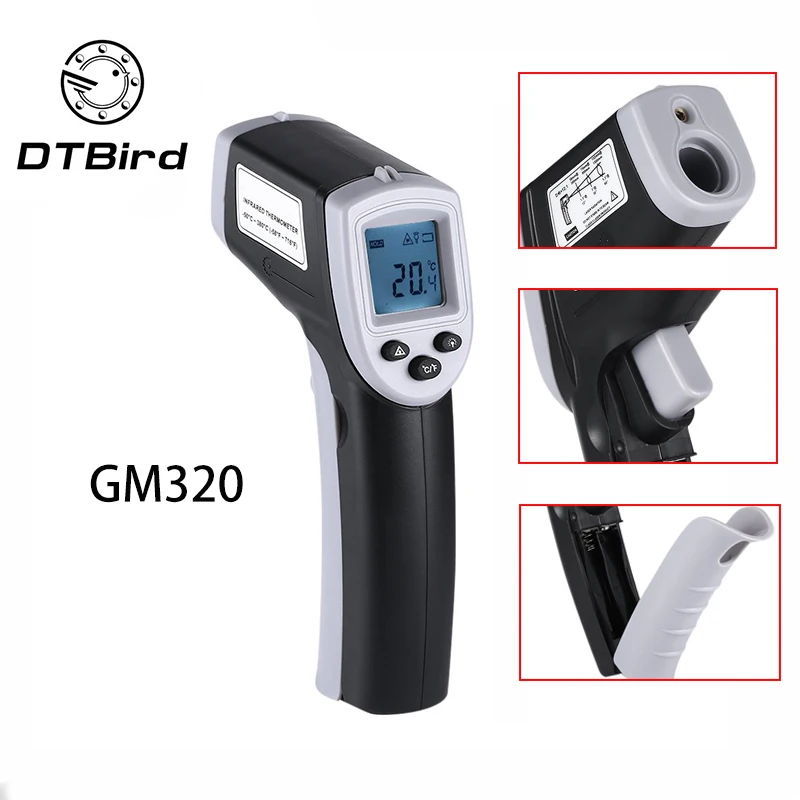 

GM320 Industrial Temperature Detector No Batteries Non-contact Digital IR Laser Infrared Thermometer Industry Temperature Gun