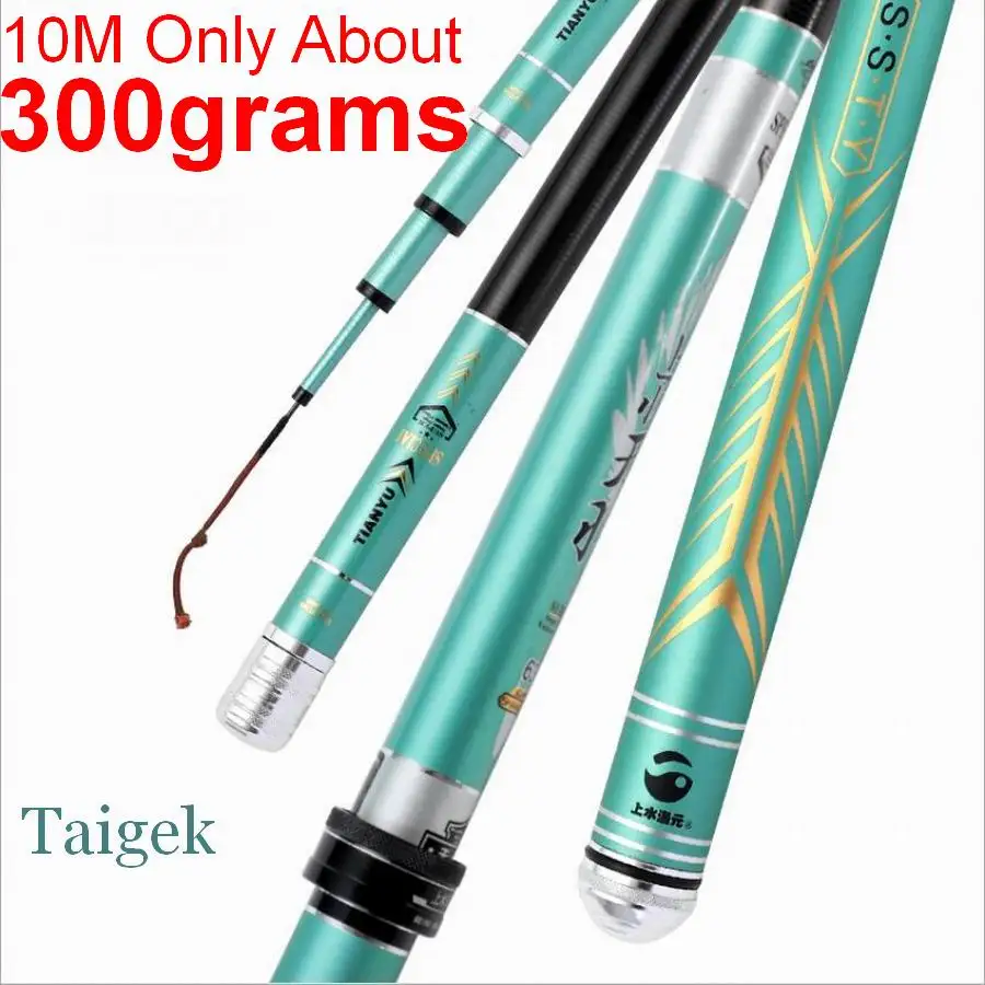 En Ligne TAIGEK Tianyu plume volante longue édition jamais fatigué 28 37 canne à pêche télescopique en Fiber de carbone 10M environ 300g si Long si léger!