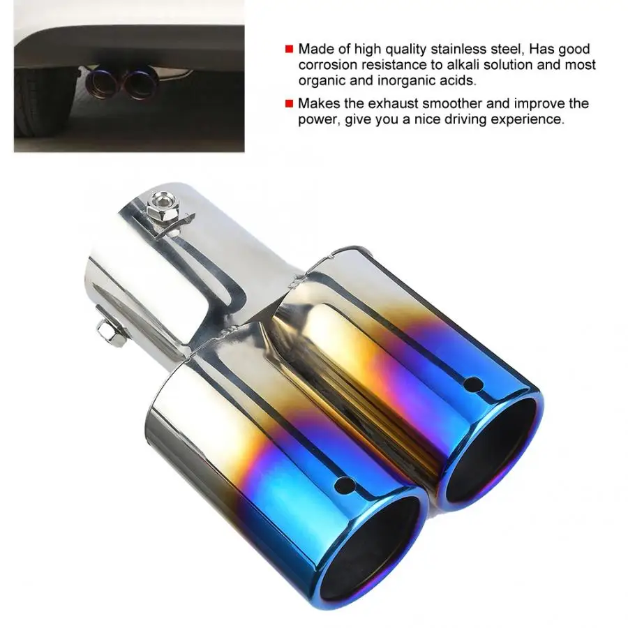Universal Car Rear Exhaust Pipe Tail Throat Muffler Tip Stainless Steel Tailpipe