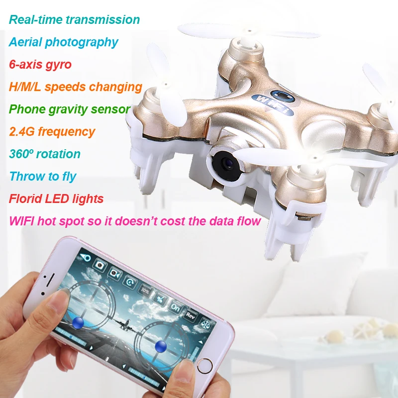 

Cheerson CX-10W Drone with Camera hd RC Quadcopter FPV Drone Phone WIFI Control Remote Control Helicopter 2.4G 4CH 6-axis Gyro