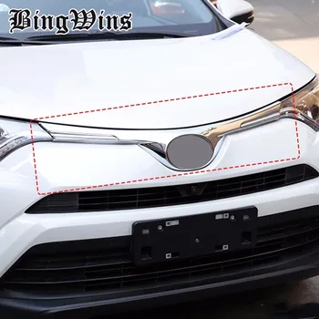 

Car-styling For Toyota RAV4 2016 ABS Chrome Car Front Gille Trim covers Auto Grille Decoration front Car logo Covers Trim