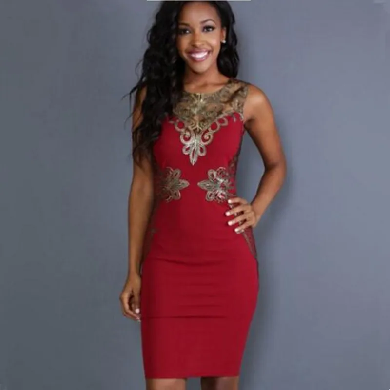 Plus Size S XXL Lace Applique Patchwork Bodycon Dress Sexy Clubwear Black Sequin Dresses Vintage