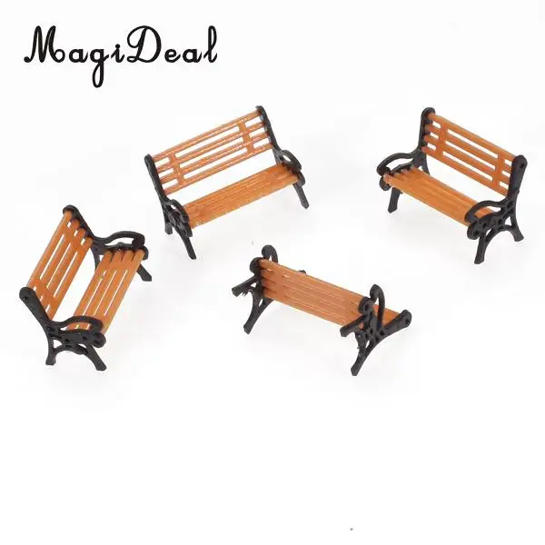 5Pcs/Lot 1:75 Plastic Model Park Bench Model for Garden Station Platform Street Scene Layout Landscape w/ Black Arm