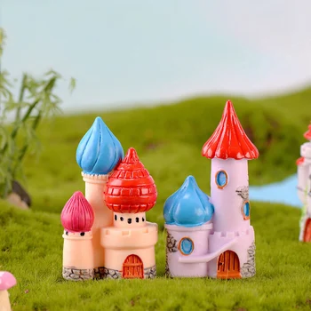 

ZOCDOU 1 Piece Fairy Tale Castle Model Statue Figurine Micro Crafts Cartoon House Ornament Miniatures Garden Decor Gift Doll