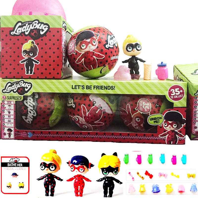 

Cartoon Doll Ball Toys Ladybug Hatching Egg Miraculous Change Surprises For Action Figures Toy Anime Girl Birthday Gift