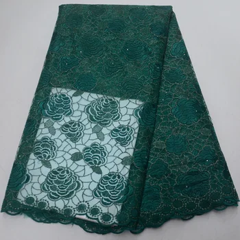

10 colors (5yards/pc) emerald green African French net lace factory price tulle lace fabric with embroidery for dress FLP054