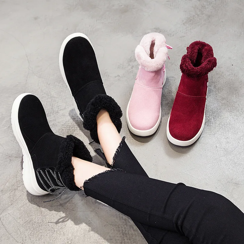 JINBEILEE Lamb Hair Casual Snow Boots Ladies Winter New Lightweight Fur Wild Leather Boots Warm Fashion Walking Shoes JINBEILEE Lamb Hair Casual Snow Boots Ladies Winter New Lightweight Fur Wild Leather Boots Warm Fashion Walking Shoes