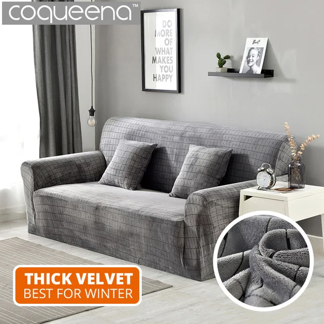 Aliexpress 1 2 3 4 Seat Super Soft Thick Velvet Sofa Cover 1 2 3 4 Seat Super Soft Thick Velvet Sofa Cover Living Room Couch Covers Stretch Elastic Sectional Slipcovers For Winter Sc071