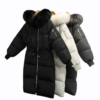

Rlyaeiz Winter Jacket Women 2018 New Down Cotton Jacket Thicken Warm Long Coat Women Large Fur Collar Parka Female Winter Coat