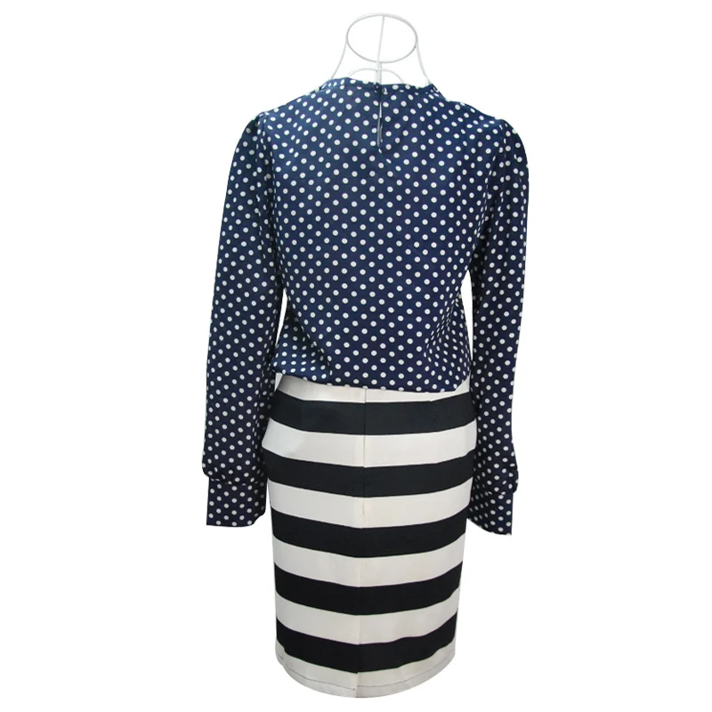 Блузка женская в горошек с длинным рукавом батальных размеров 3763|blouse long|femininas