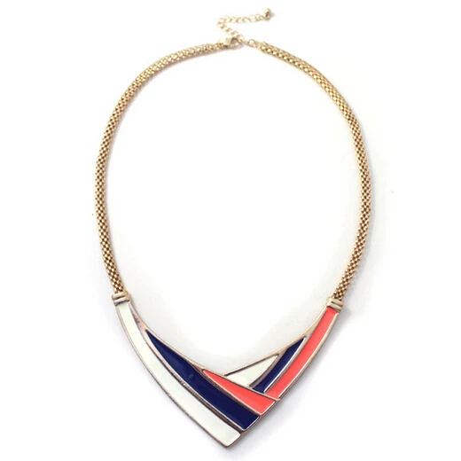 

Wing Yuk Tak Real Collier Lucite Necklace Collares Bohemian Triangle Colorful Enamel Pendant Necklaces Cheap Fashion Jewelry