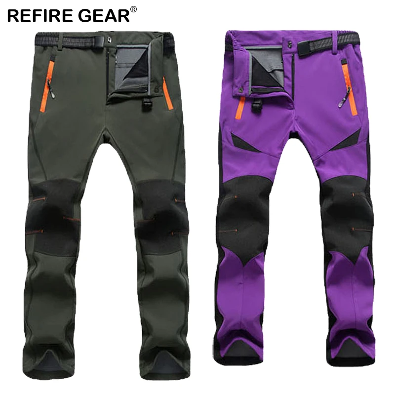 ReFire engranaje otoño al aire libre Soft Shell Fleece pantalones hombres impermeable senderismo cálidos mujeres elástico Trekking Camping Pantalones ReFire engranaje otoño al aire libre Soft Shell Fleece pantalones hombres impermeable senderismo cálidos mujeres elástico Trekking Camping Pantalones