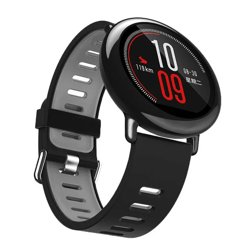 4в1 ремешок для оригинальных часов Xiaomi Huami Amazfit pace силиконовый ремешок для умных часов+ USB кабель для зарядки док-станция+ стеклянная защита для экрана