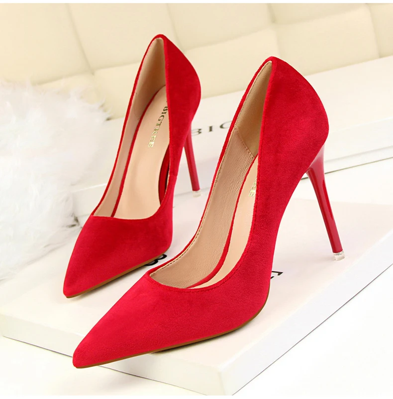 Women's Pumps Shoe Fashion Office Lady Thin Heels Women Shoes High Heel Platform Black Party Shallow Shoes Woman High Heel Blue (8)