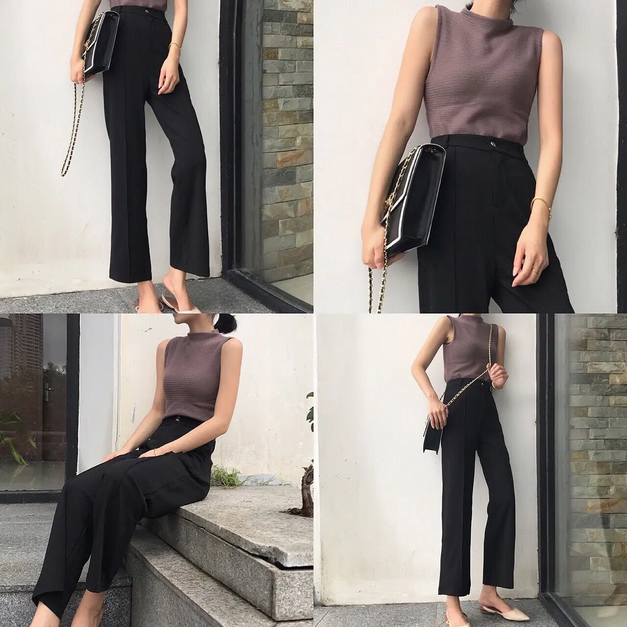 Pants Women New Chic Korean Style High Waist Loose Ankle-length Trousers Womens Leisure Simple Elegant Solid Straight Pant Soft