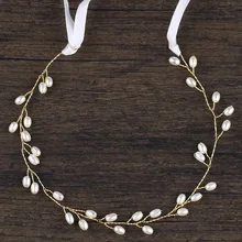 Лента для волос ручной работы для подружки невесты; простая лента для невесты; повязка на голову с жемчугом; свадебные аксессуары для волос; вечерние женские головные уборы