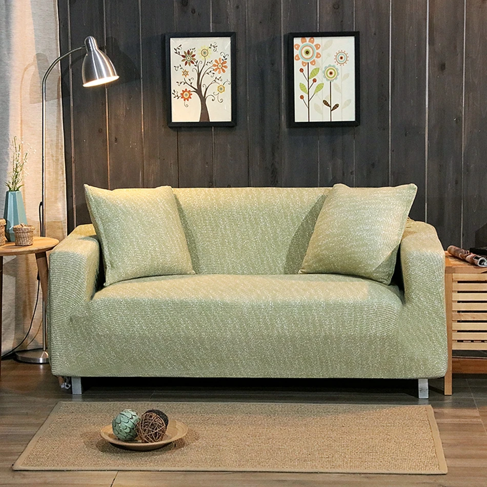 Green Knitted Sofa Cover For Living Room stretch Tightly Wrap Couch/Corner Sofa Cover Loveseat
