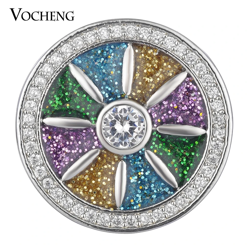 

CZ Stone Vocheng Ginger Snap Button Jewelry Interchangeable Glistening Brass Material 4 Colors Round 18mm Vn-1637