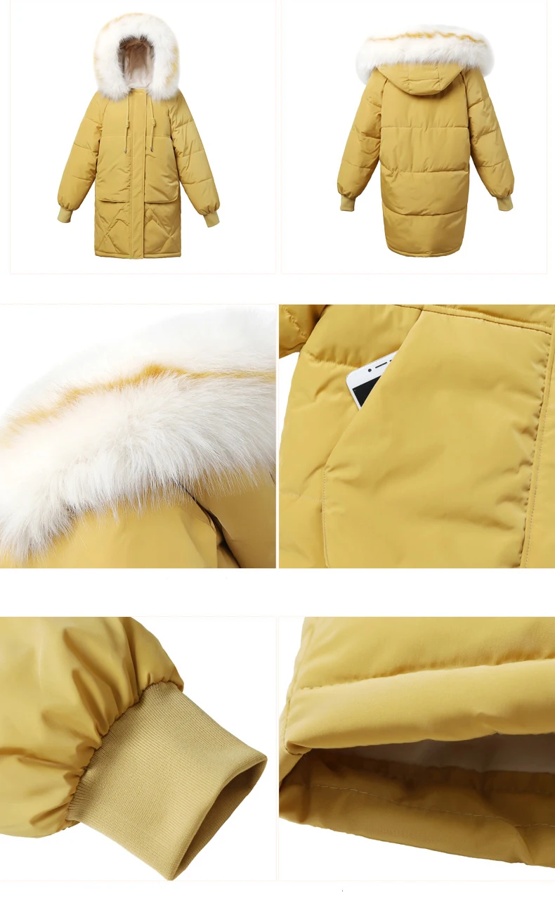 Зимние женские длинные парки, куртка, модная Толстая теплая зимняя куртка с большим меховым воротником и капюшоном, пальто, зимние парки, однотонная верхняя одежда, куртка