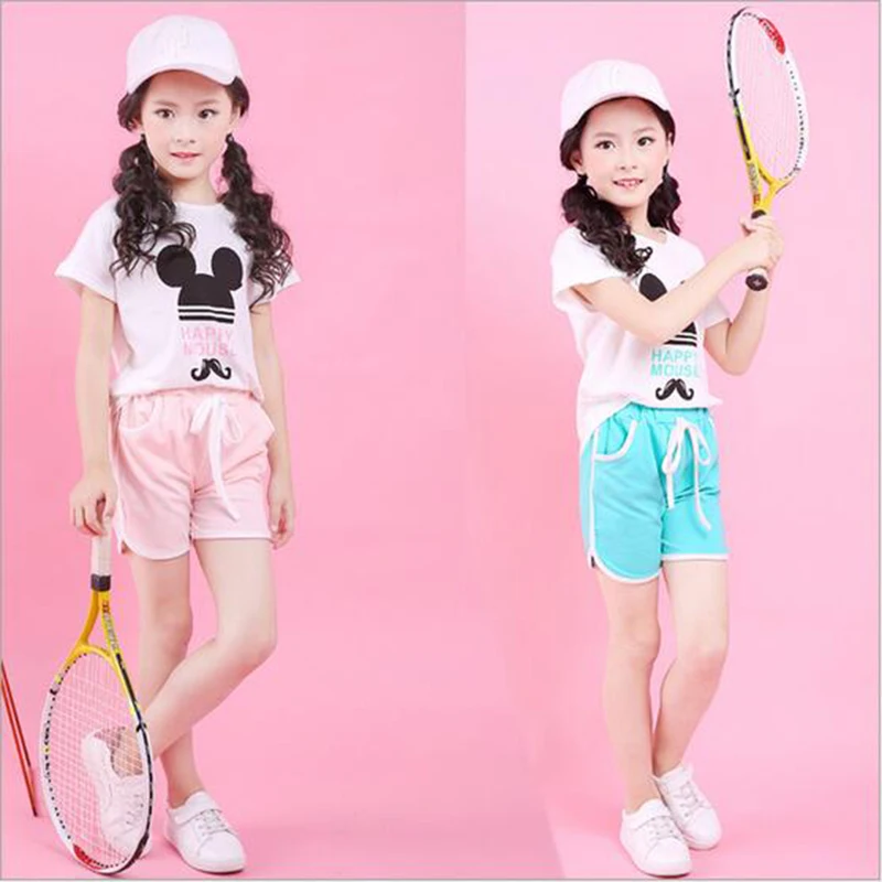 

2017 children fashion summer baby girls clothing sets bow 2pcs cartoonish sport suit clothes sets boys girls summer set