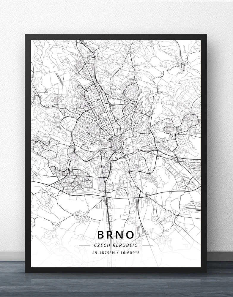 

Brno Prague Czech Republic Map Poster