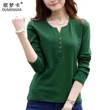 OUMENGKA t-shirt à manches longues Femme, couleur unie, automne, 4XL