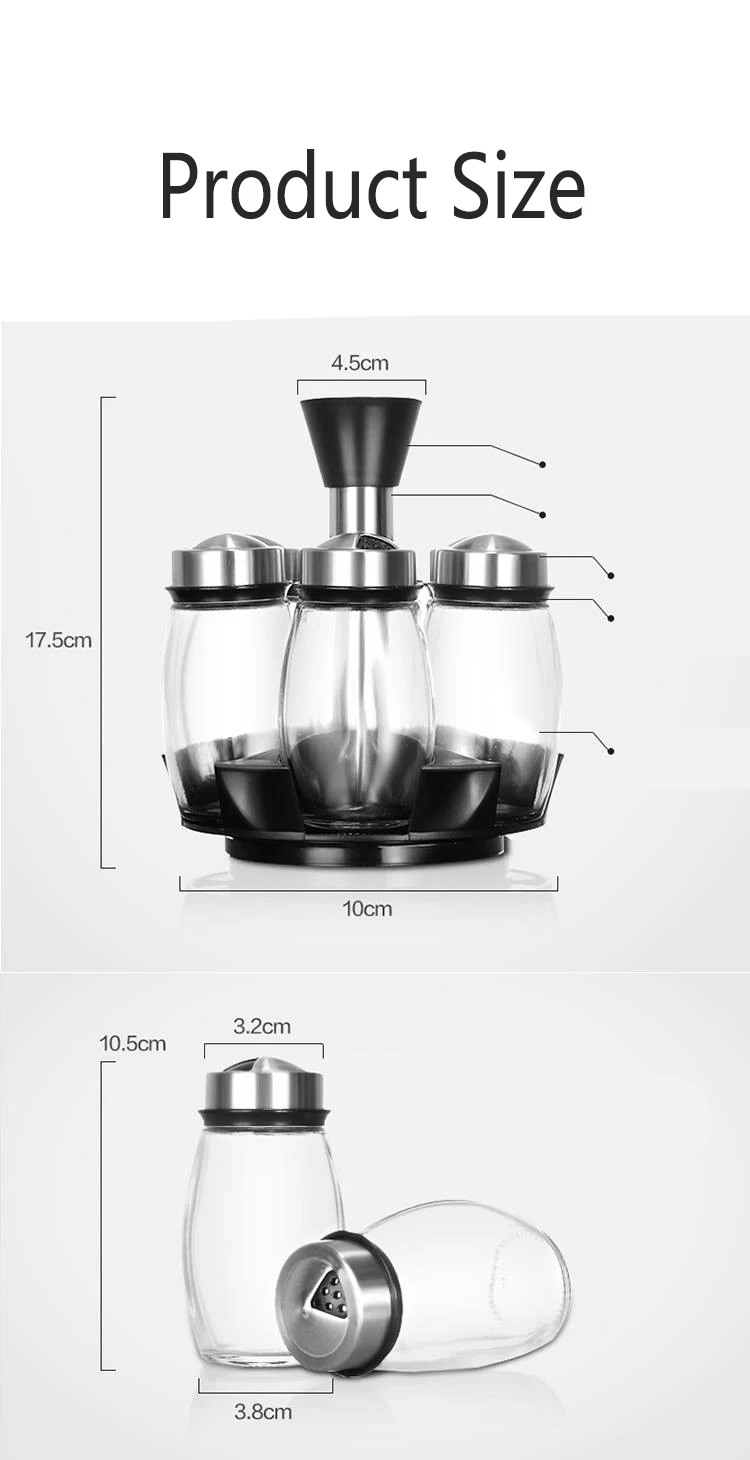 Стеклянная вращающаяся банка для специй, коробка для приправ, набор для барбекю, бутылка для приправ, стеклянная кухонная банка для соуса, бутылка для приправ, солевой соус