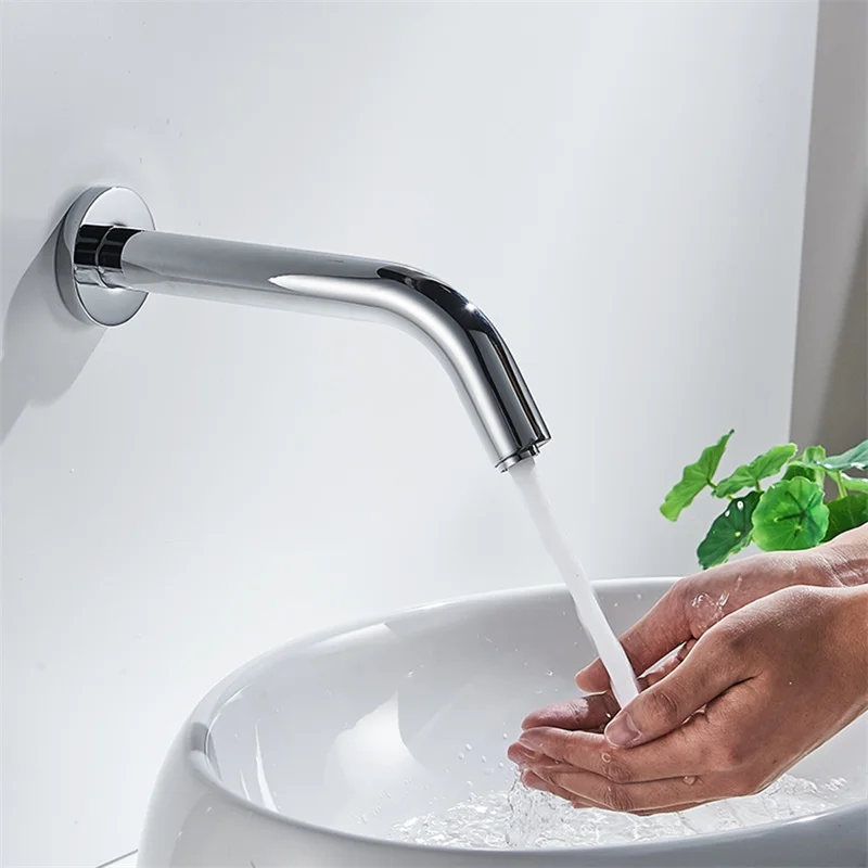 Automatic-Sensor-Single-cold-Wall-Mounted-Faucet-Brass-Chrome-Basin-Tap-High-Quality-Brand-New-Free