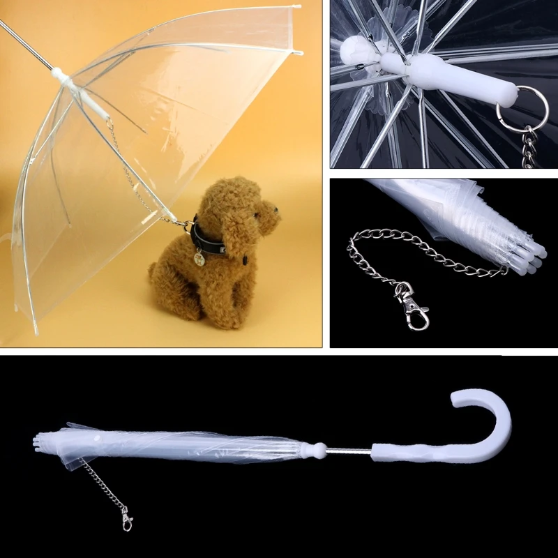 Dog Raincoats Transparent PE Pet Umbrella Small Dog Rain Gear with Dog