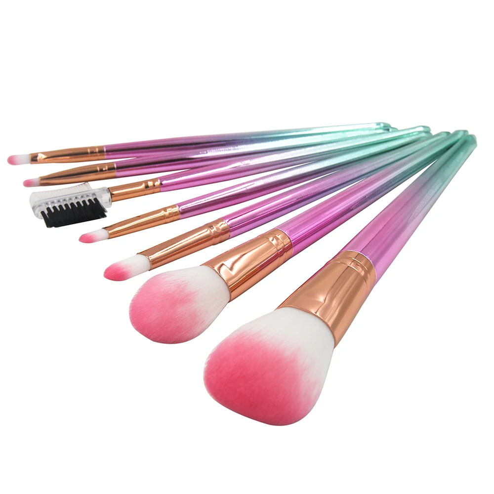 Brand 7PCS Mermaid Makeup Brushes Set Eyeshadow Eyebrow Eyeliner Blush Contour Foundation Lip Cosmetic Beauty Make Up Brush Kits (8)