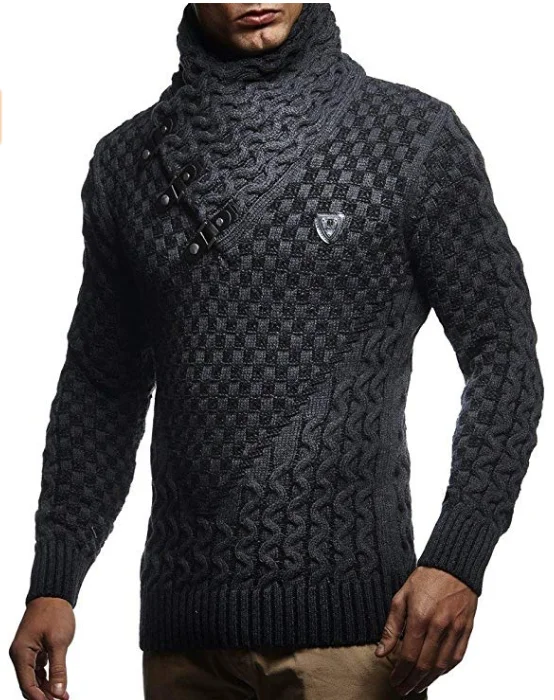 ZOGAA осень/зима, мужской модный пуловер, свитер, водолазка, вязанный бренд, Повседневный свитер, облегающий пуловер, мужской трикотаж - Цвет: Темно-серый