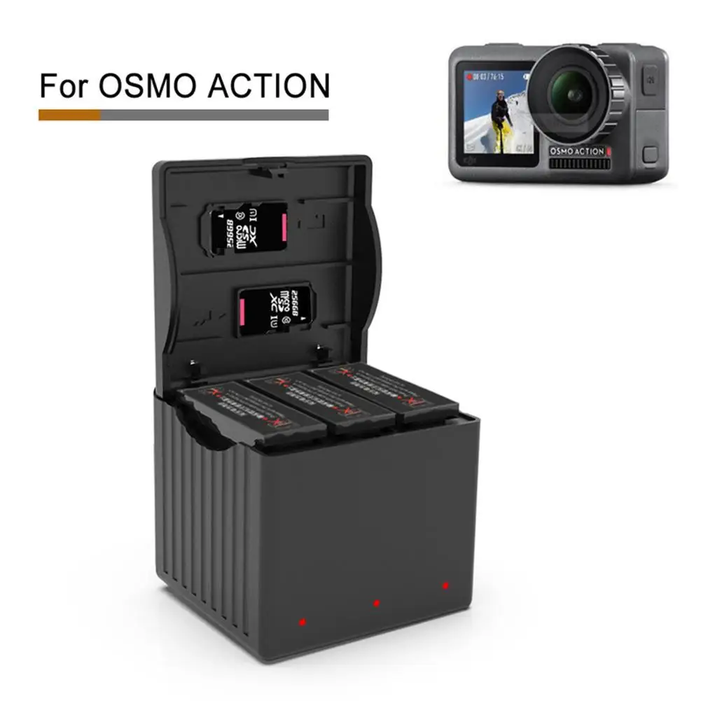 

QC Fast Charging DJI OSMO ACTION Sports Camera Lithium Battery One to Three Charger Storage Type Charging Box Charging Hub