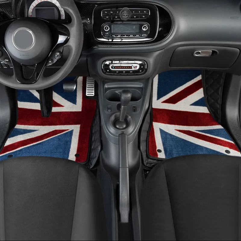 

1 Set Surround Car Front Floor Mat Union Jack Carpet for Smart fortwo 2015 2016 2017 2018 Interior Styling Accessories