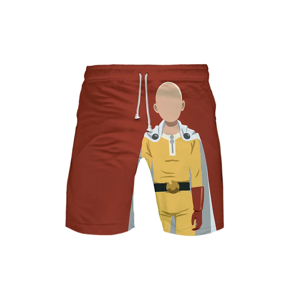 Red One Punch Man front Shorts Saitama no face