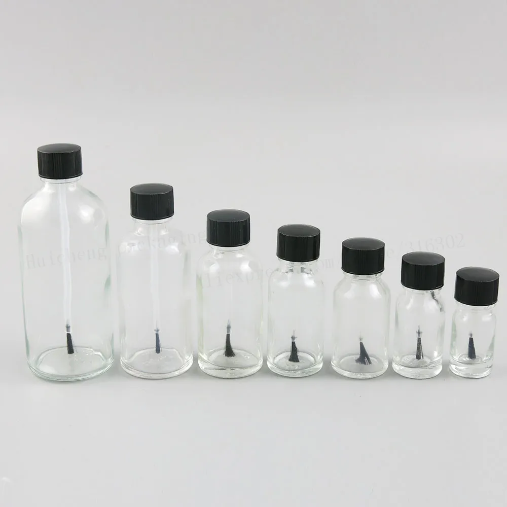 200 x 5ML 10ML 15ML 30ML Clear Refillable Glass Essential Bottle With Brush Cap Nail Polish Bottle Transparent Glass Nail