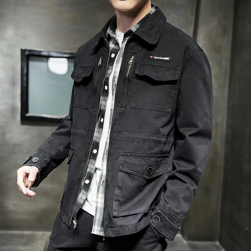 Jaqueta Masculina 2019 Men's Casual Jacket Male Turn-down Collar Coat Mens tactical jacket streetwear bomber jacket men M-XXL