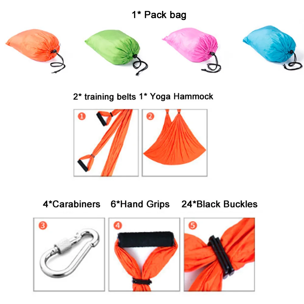 Yoga Hammock Fabric Six-handed Yoga Flying Swing Aerial Traction Device Yoga Hammock Set Pilates Body Shaping Equipment