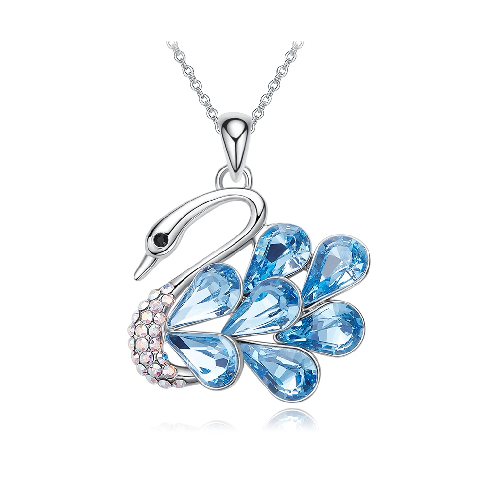

Heezen Luxury Blue Fuchsia Color Swan Necklaces & Pendants Fashion Jewelry Crystal Pendant Elegant Women Statement Necklace New