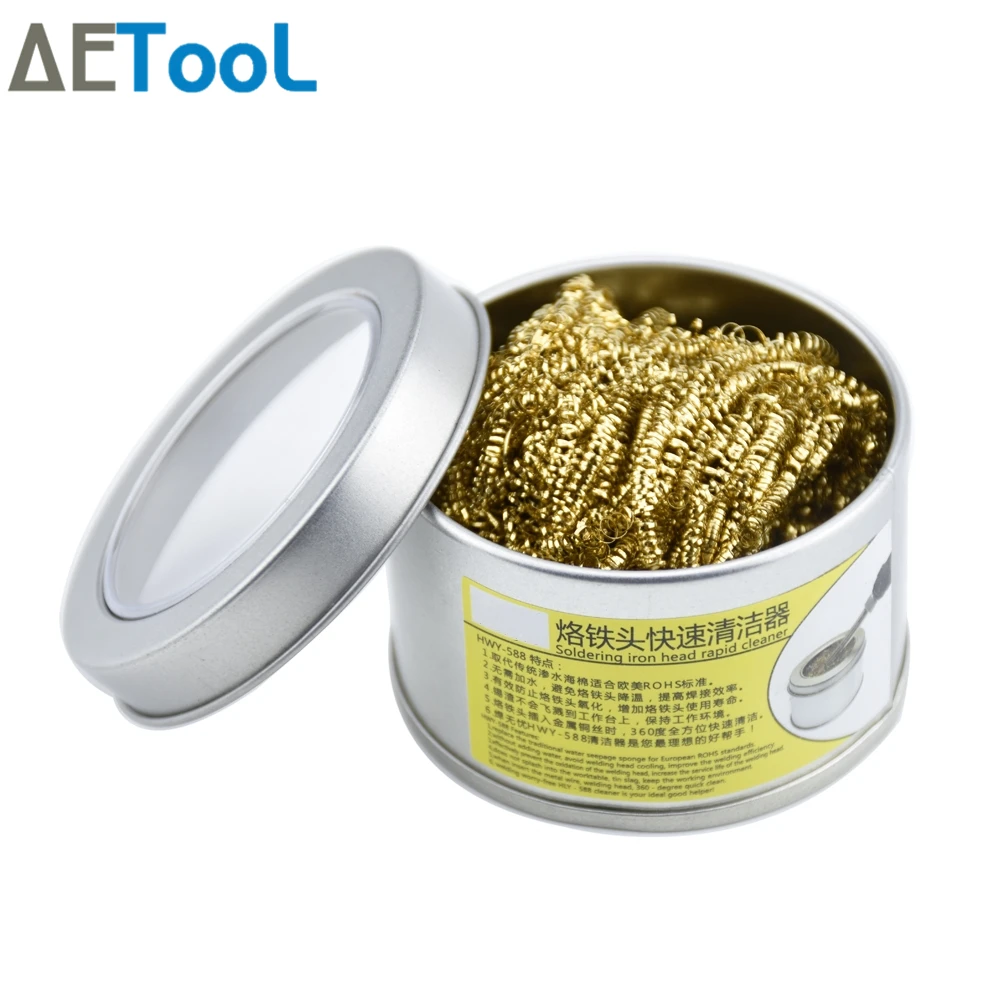 

AETool Desoldering Soldering Iron Mesh Filter Cleaning Nozzle Tip Copper Wire Ball Clean Ball Dross Cleaning Ball With Box