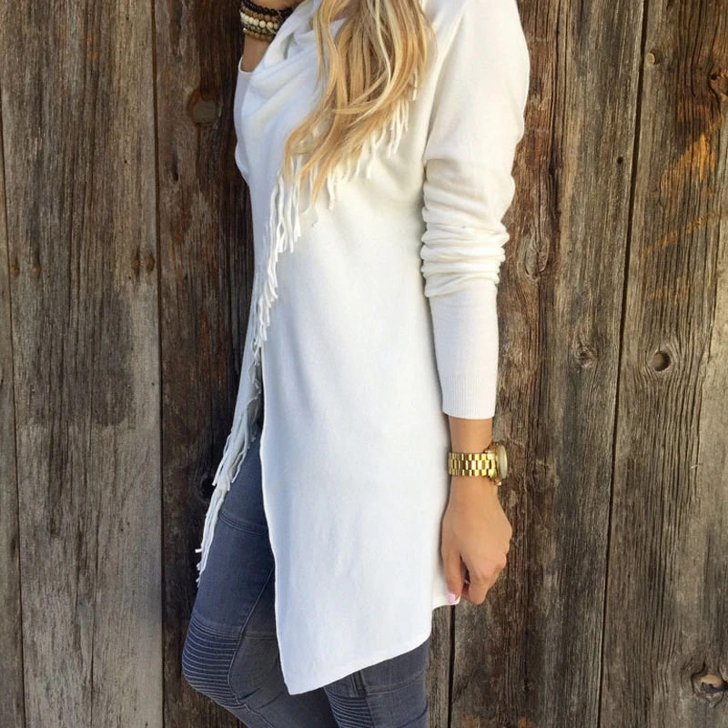 SWYIVY Women's Jacket Women Clothes Tassel Streetwear Plus Size Women Jacket Female Slim Jacket Knitting Woman Spring