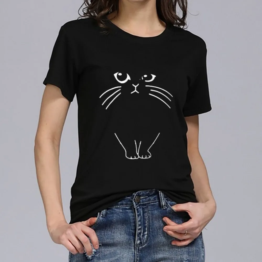 

2019 Women's Short Sleeve T-Shirts Cute print Simple cotton short-sleeved T-shirt Casual wild top Dames T-shirt korte mouw