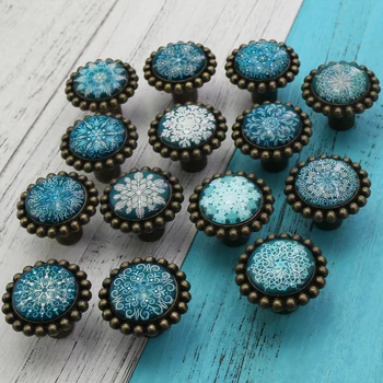 

1PC Unique Ancient Glass Knobs Kitchen Cabinet Cupboard Door Knobs Dresser Wardrobe and Drawer Pull handle