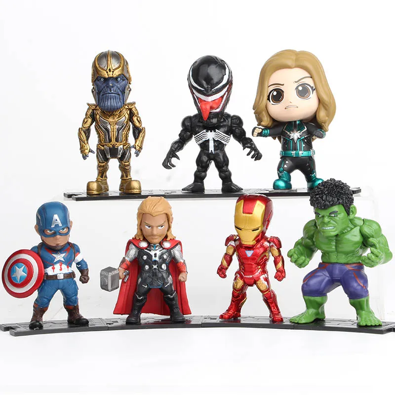 

Avengers Thanos Venom Thor Hulk Mini Action Figures 1/10 scale painted figure Hulkbuster Iron Man Captain America PVC figure Toy