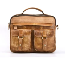 Мужские деловые сумки через плечо, сумки-мессенджеры из натуральной воловьей кожи в стиле ретро, сумка-тоут из натуральной кожи, портфель, сумка с верхней ручкой
