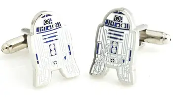 

10pairs/lot Stars Wars R2D2 Robot Cufflinks Copper Made Silver Plating Robot Cuff Links Cuff Button Men's Jewelry Wholesale