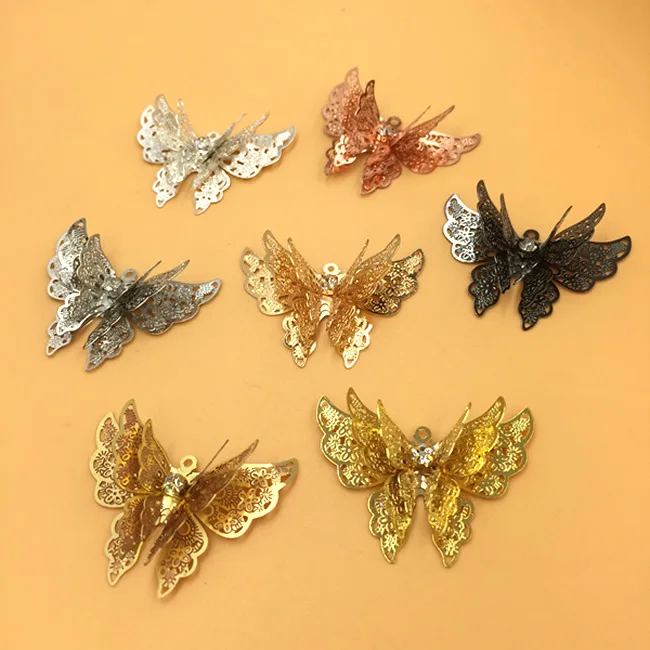 

Vintage 5 Pcs/lot 25x35mm Three Layer Butterfly Charm Pendant for Necklace Bracelet Jewelry DIY Graft Making