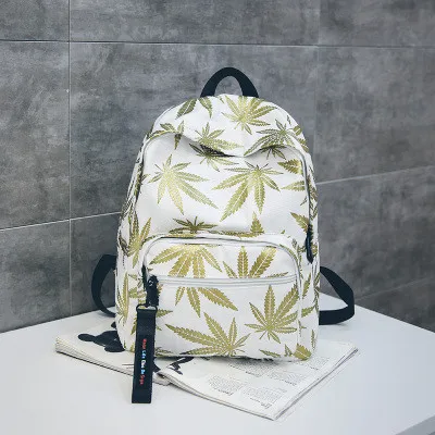 Женский и мужской рюкзак с принтом, вместительный школьный рюкзак с блестками и листьями для подростков, рюкзак для ноутбука, Женская дорожная сумка, рюкзак - Цвет: Цвет: желтый